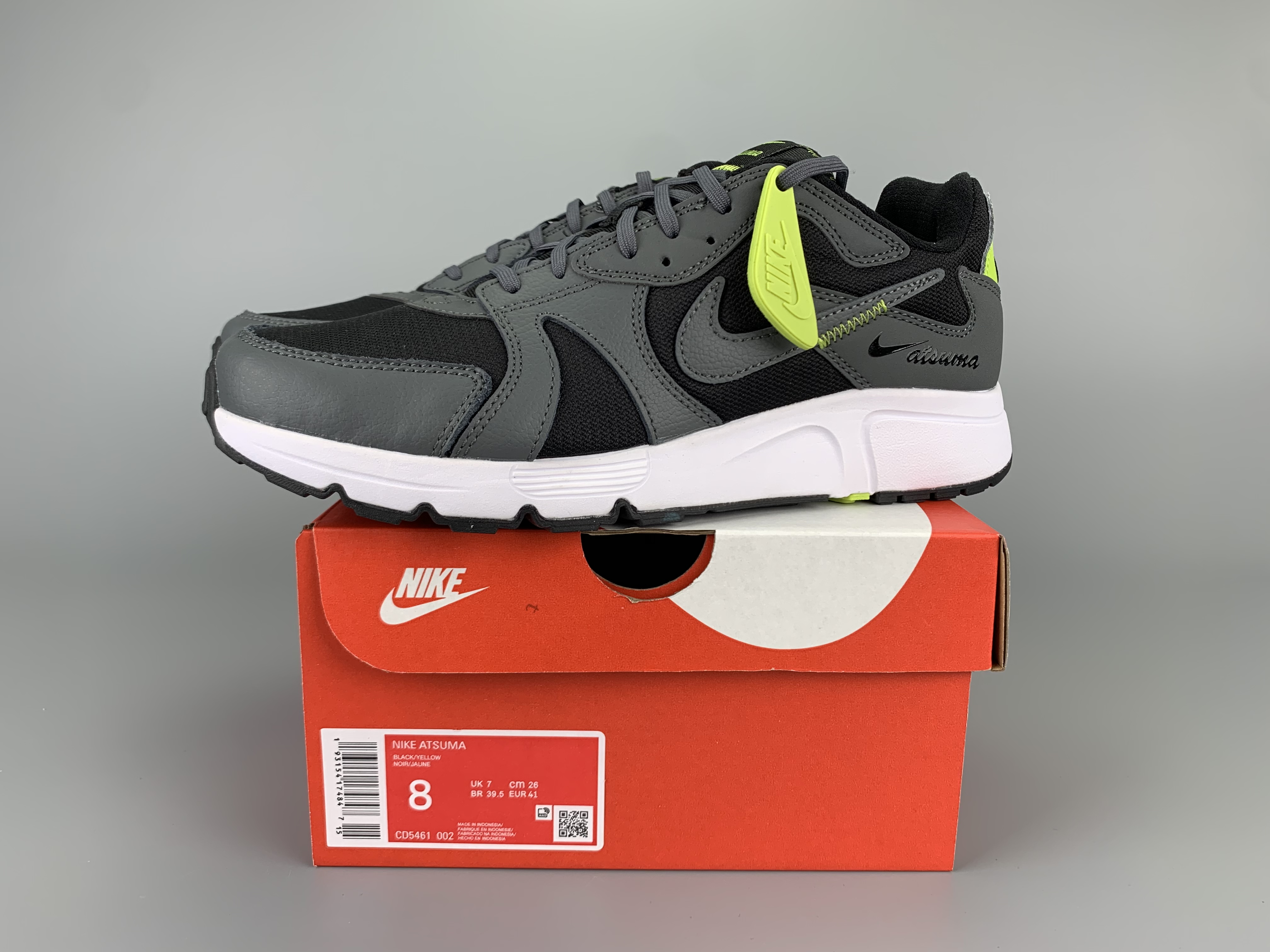 Nike Atsuma Grey Black White Running Shoes